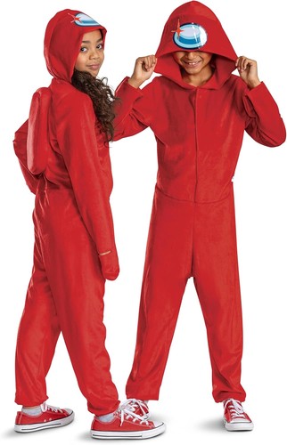 Red impostor hooded jumpsuit - red,